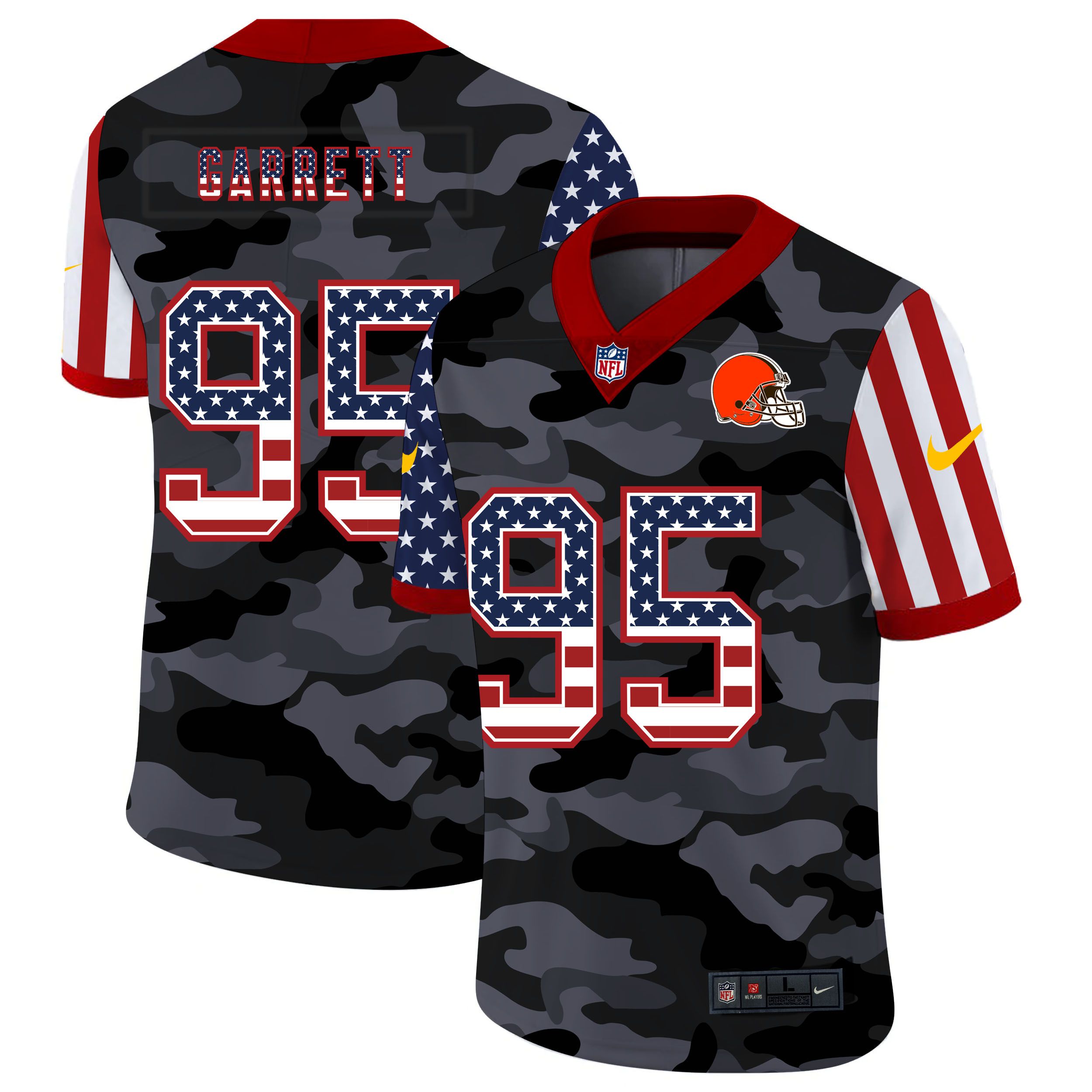 Men Cleveland Browns #95 Garrett 2020 Nike Camo USA Salute to Service Limited NFL Jerseys